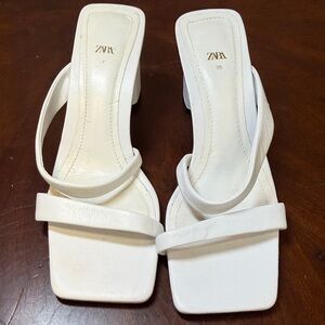 Zara White Strappy Heels